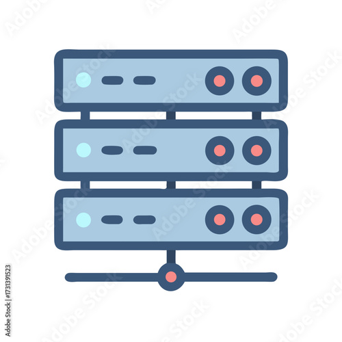 Isolated network server stack illustration for data storage concept
