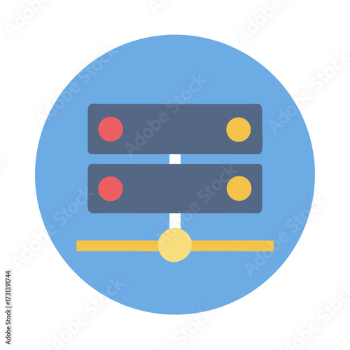 Isolated server icon flat design for networking application usage