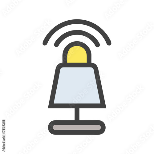 Stylized Wi-Fi signal tower emitting connection waves on black