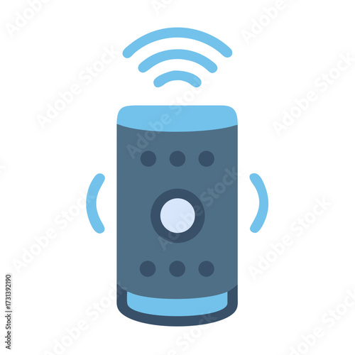 Smart speaker with wireless signal icon in vector format