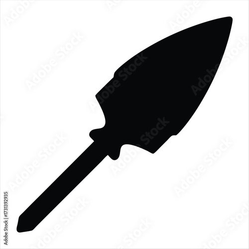 Silhouette of a Simple Arrowhead Tool Archaeological Artifact on White Background