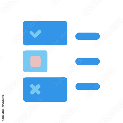 Checklist with checkmark, square and X on black background