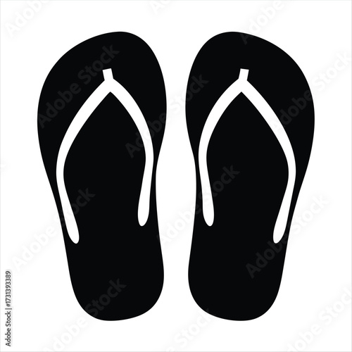Black and white image of a pair of flip flops footwear