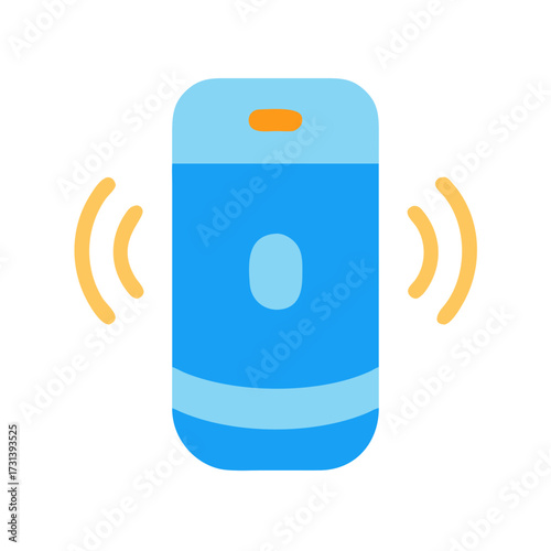 Blue smart speaker emitting sound waves on black background