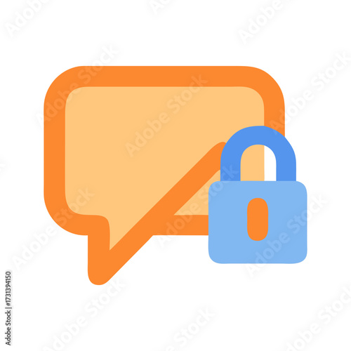 Secure messaging icon with padlock and speech bubble symbol