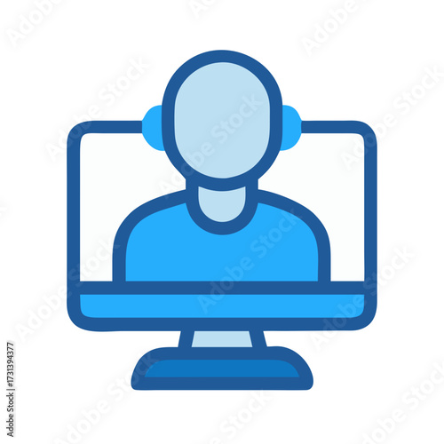Online support representative on a computer screen interface
