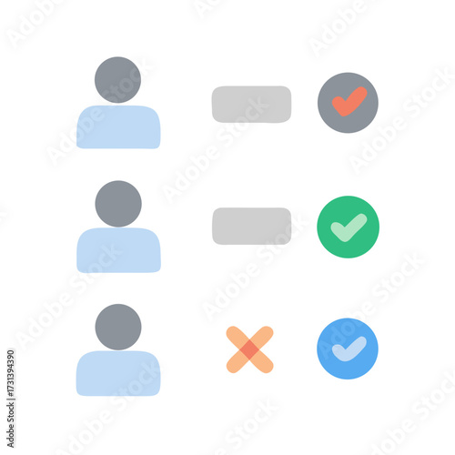 User data with acceptance, rejection, and moderation indicators