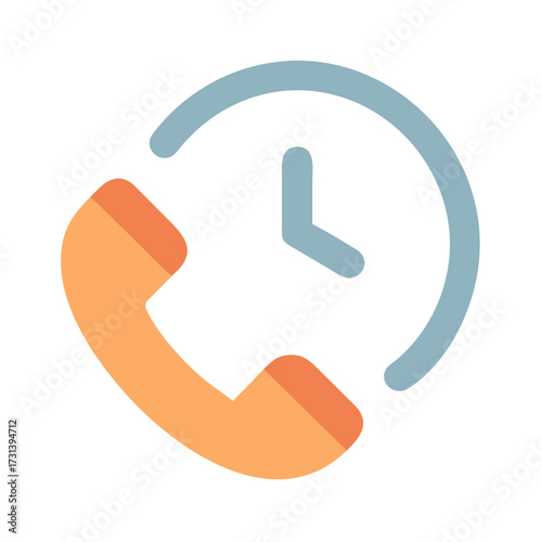 Telephone handset with clock icon for customer service availability