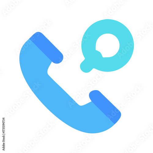 Blue phone with message bubble on a black background