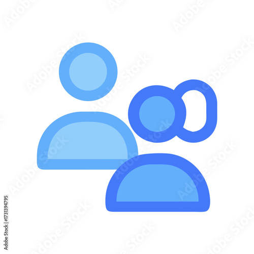 Two users or members icon in flat vector style