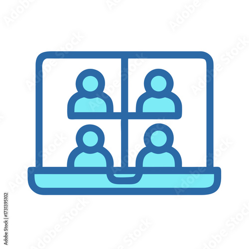 Online meeting vector graphic displaying four participants on screen