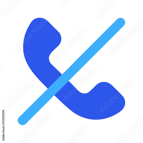 Icon of phone handset blocked call on black background