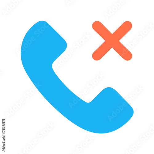 Disconnect call icon with a cross flat design style
