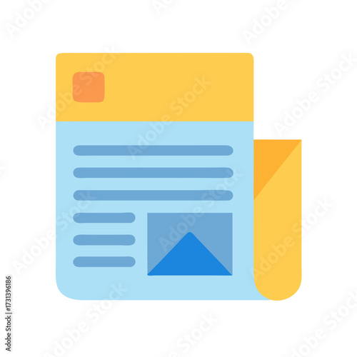 Simple flat design icon of folded document with content