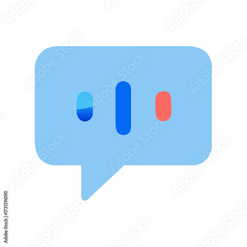 Speech bubble with rounded shapes conveying data or message