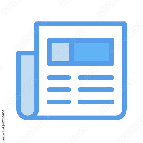 Blue newspaper icon on black background illustrates news concept