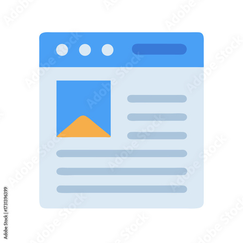 Flat vector illustration of web browser window layout