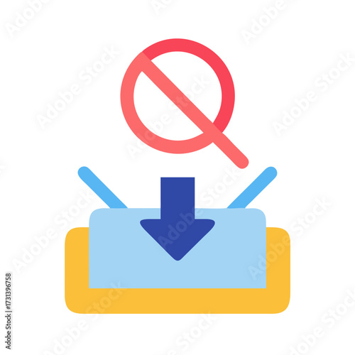 Download denied, symbol with crossed circle above folder icon