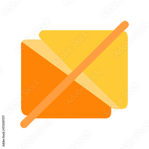 Envelope with line across symbol for undelivered email message