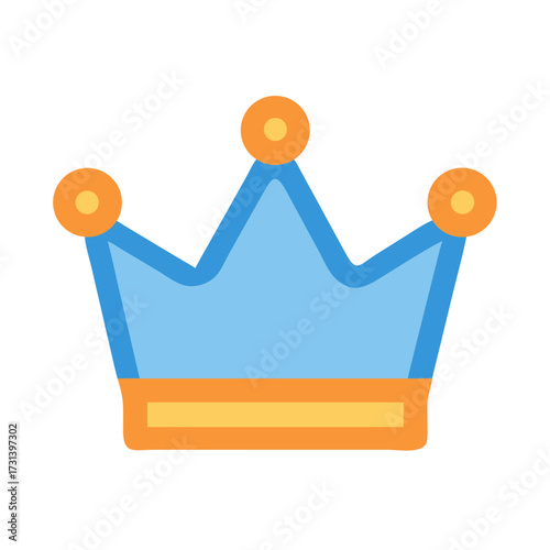 Cartoon style crown in blue and orange on black