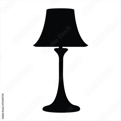 Silhouette of a Classic Table Lamp with a Conical Shade Design