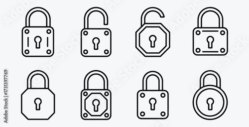 Variety of lock icons symbolizing security protection and access control