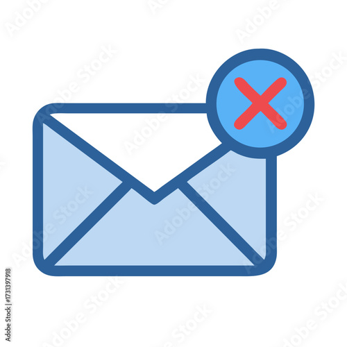 Deleted Email Icon with Red Cross Symbol Sign