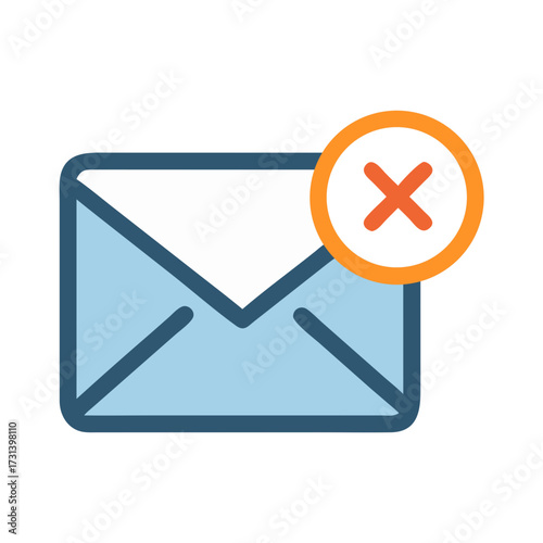 Email notification with a canceled message in flat style