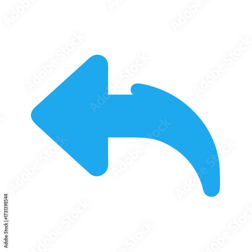 Blue reply arrow icon on black background for design
