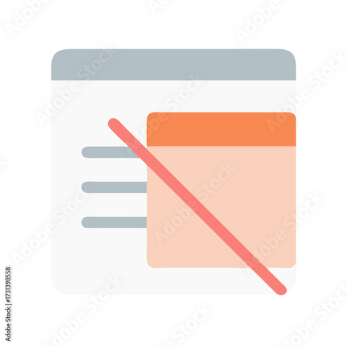 Blocked website popup notification icon in flat vector design
