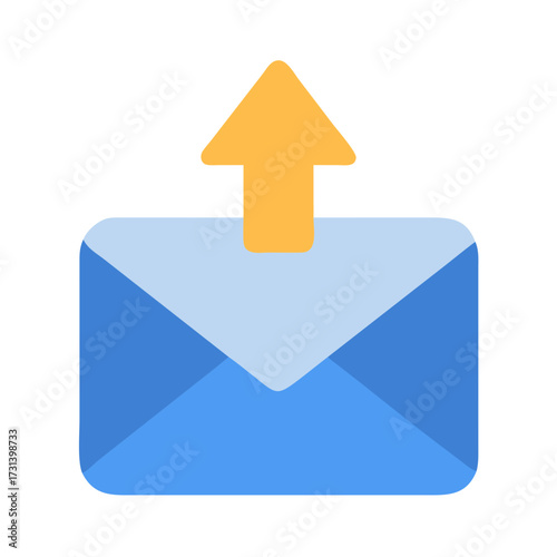 Email send icon with arrow, message delivery concept design