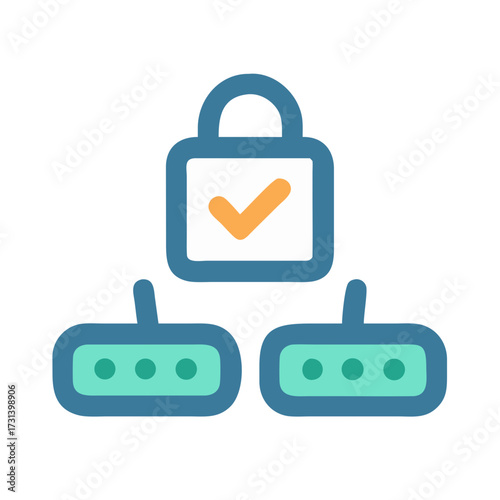 Secure network connection with validated access on black background