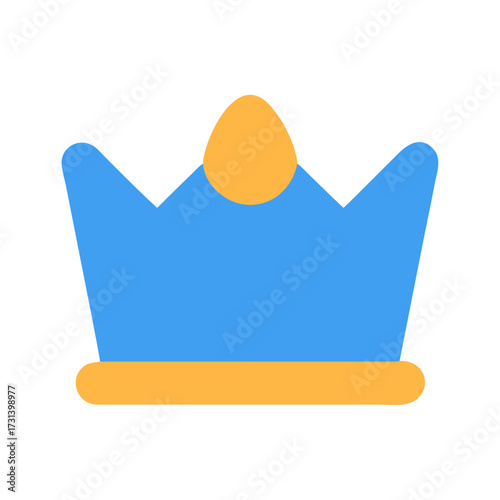 Cartoon Blue and Orange Crown Icon Symbol on Black