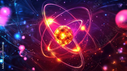 Wallpaper Mural Abstract atom and electrons orbit Torontodigital.ca