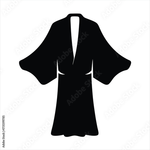Black Kimono Robe Vector Icon for Japanese Culture and Fashion Design