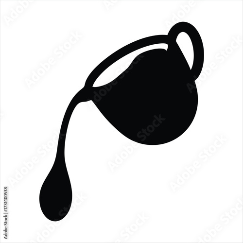 Black silhouette of a pouring jug or pitcher with liquid dripping out vector