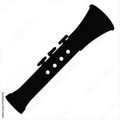 Black Silhouette Clarinet Vector Icon for Music and Orchestra Designs