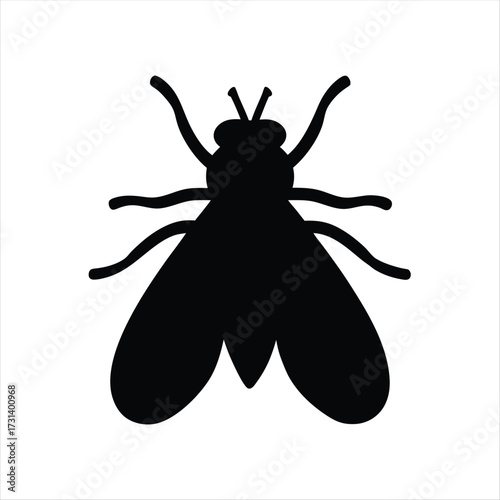 Black Fly Silhouette Vector Icon Design Element for Pest Control and Nature