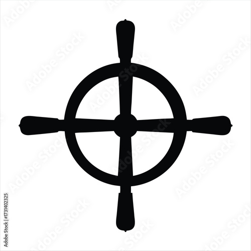 Black Ship Wheel Vector Icon for Navigation, Travel, and Maritime Design