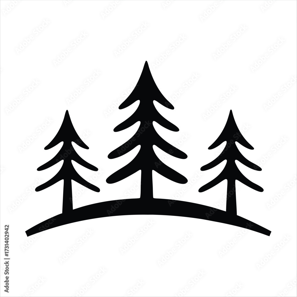 Obraz premium Minimalist Black Pine Trees Vector Illustration on White Background