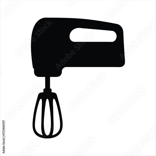 Black Hand Mixer Kitchen Appliance Vector Icon for Baking and Cooking