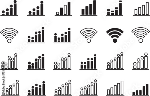 Set of signal strength icons vector illustration in flat design perfect for mobile app and user interface design