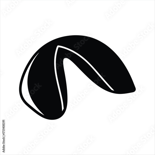 Isolated silhouette fortune cookie representing Chinese culinary tradition and future predictions
