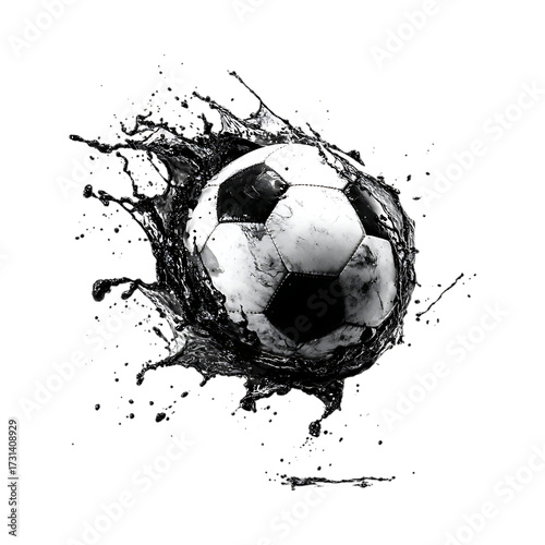 Soccer Ball Explosion Abstract Sports Graphic Design against transparent background