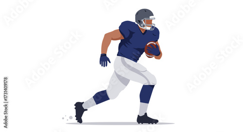 Modern Style Detailed American Football Player Running with the Ball Illustration