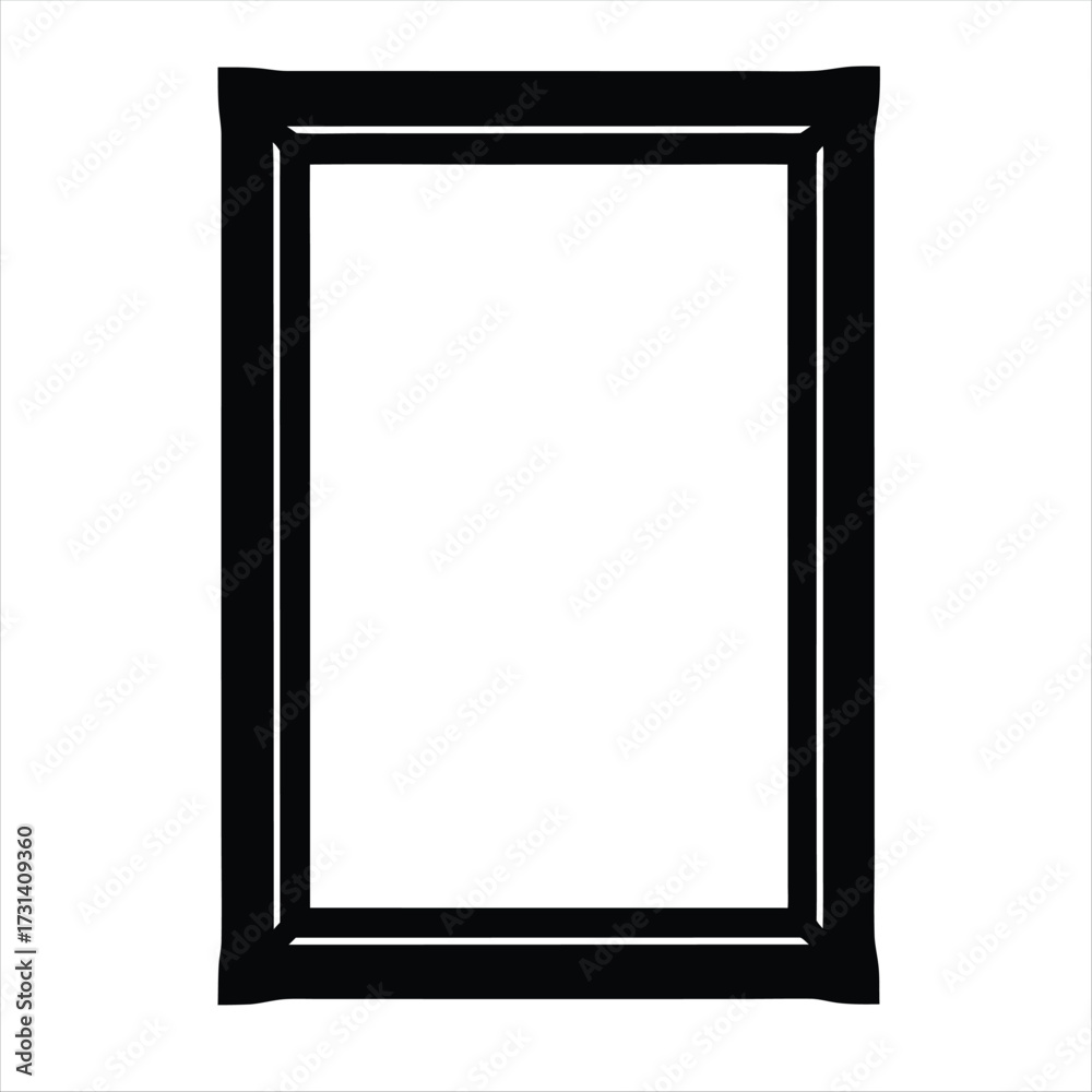 Fototapeta premium Simple black and white frame illustration with a thick and thin border.
