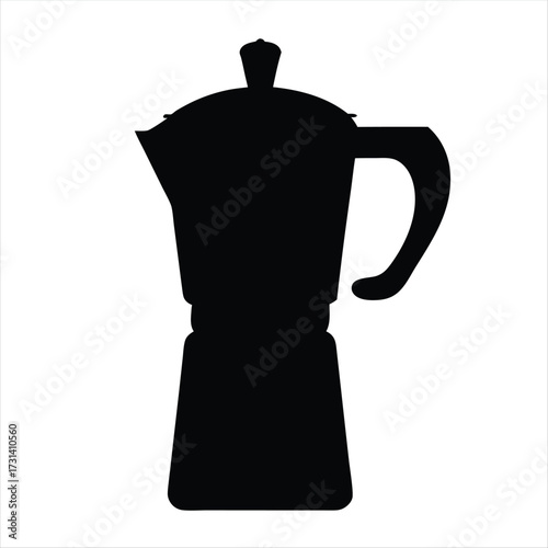 Black Moka Pot Coffee Maker Silhouette Vector Icon