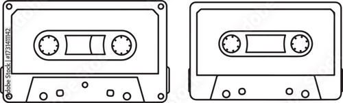 Two vintage cassette tapes side by side silhouette