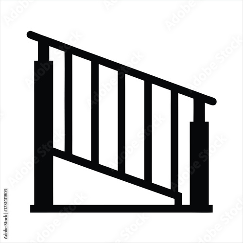 Black silhouette of a staircase railing vector icon