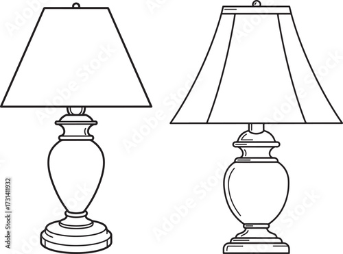 Two table lamps silhouette